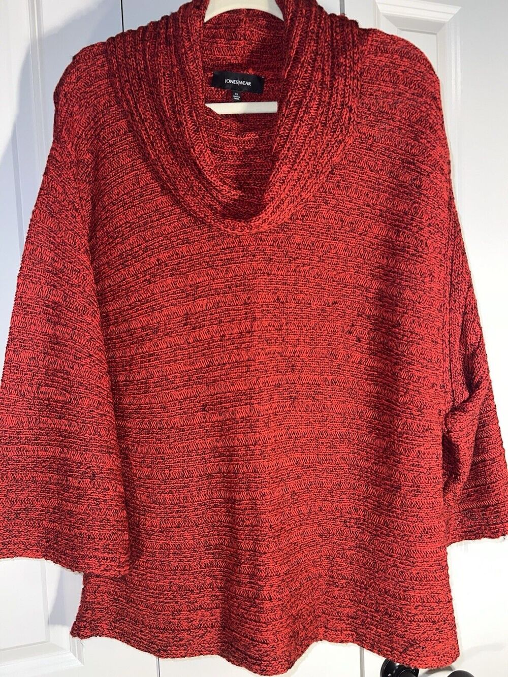 JONESWEAR Red/Black Women's Sweater Cowl Neck Size XL
